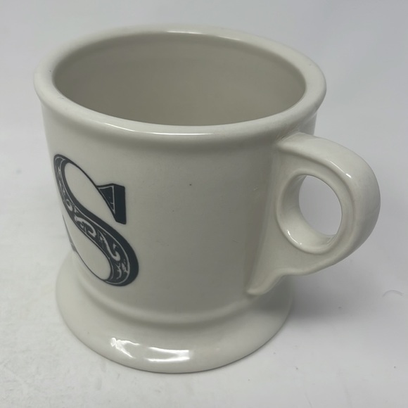 Anthropologie Ivory White & Black Initial A Monogram Ceramic Coffee Tea Mug - Picture 2 of 12